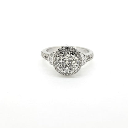 Contemporary Diamond Cluster Engagement Ring, 1.13 carats