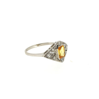 Yellow Sapphire and Diamond Cluster Ring