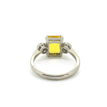 2.80ct Yellow Sapphire and Diamond Three Stone Ring