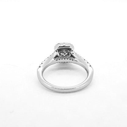 Diamond Halo Cluster Engagement Ring in Platinum, 0.85 carats