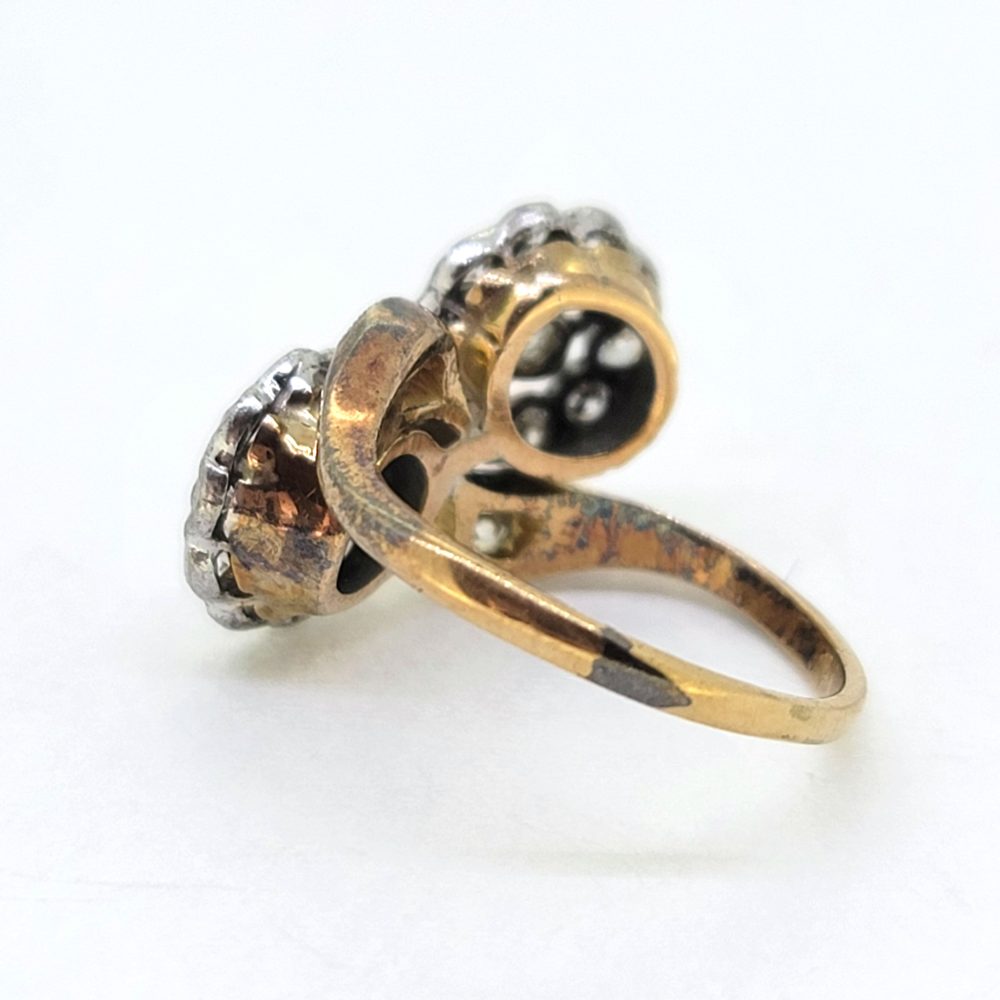Victorian Antique Diamond Double Floral Cluster Ring