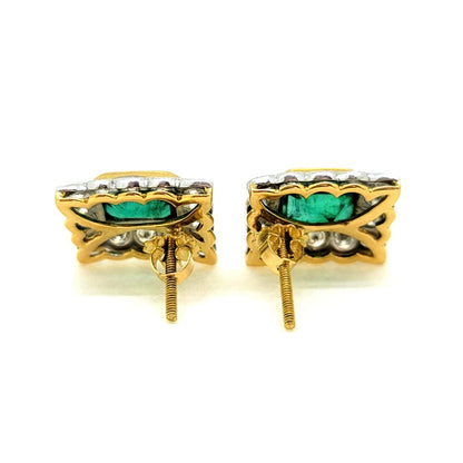 Emerald and Diamond Cluster Earrings
