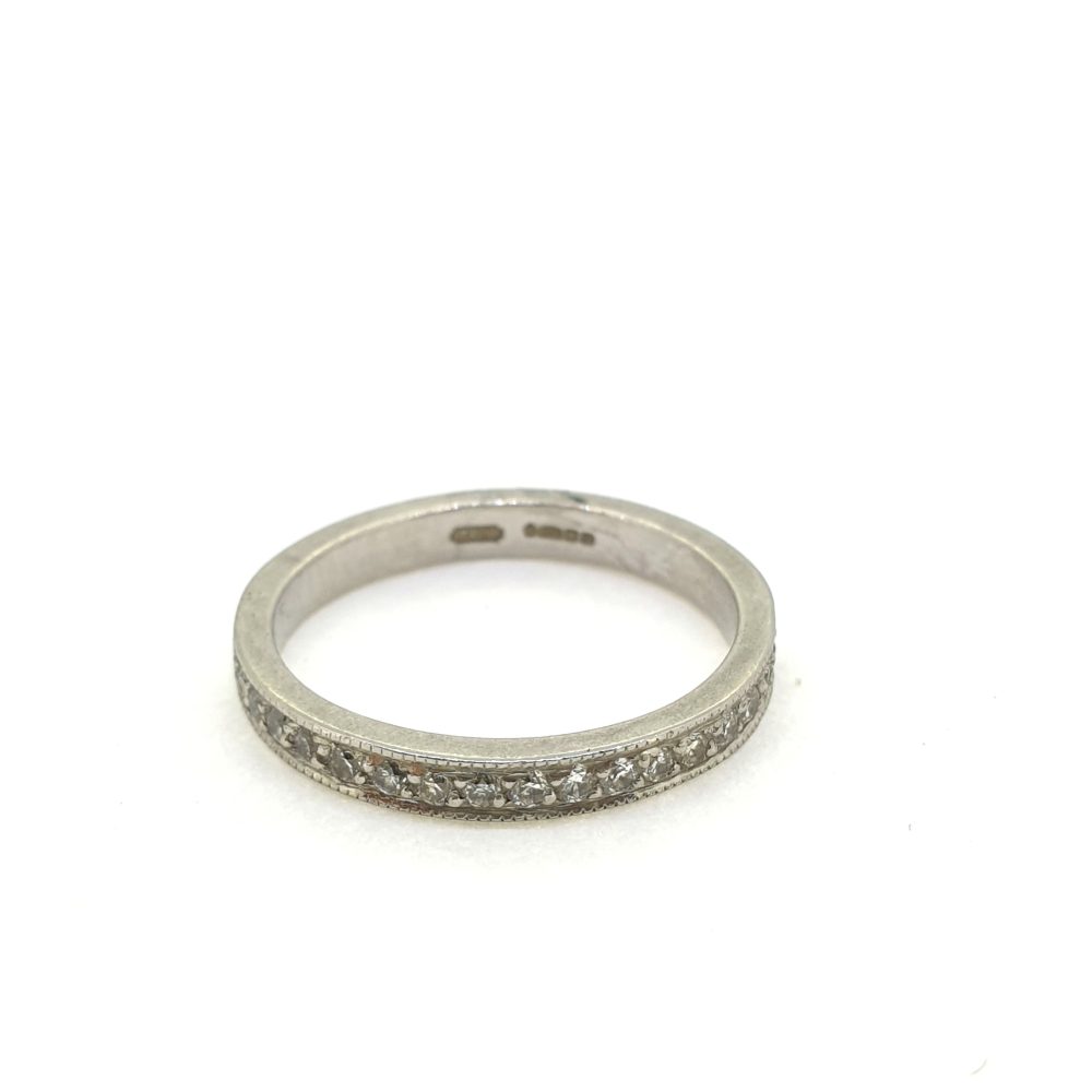 Platinum and Diamond Half Eternity Band Ring