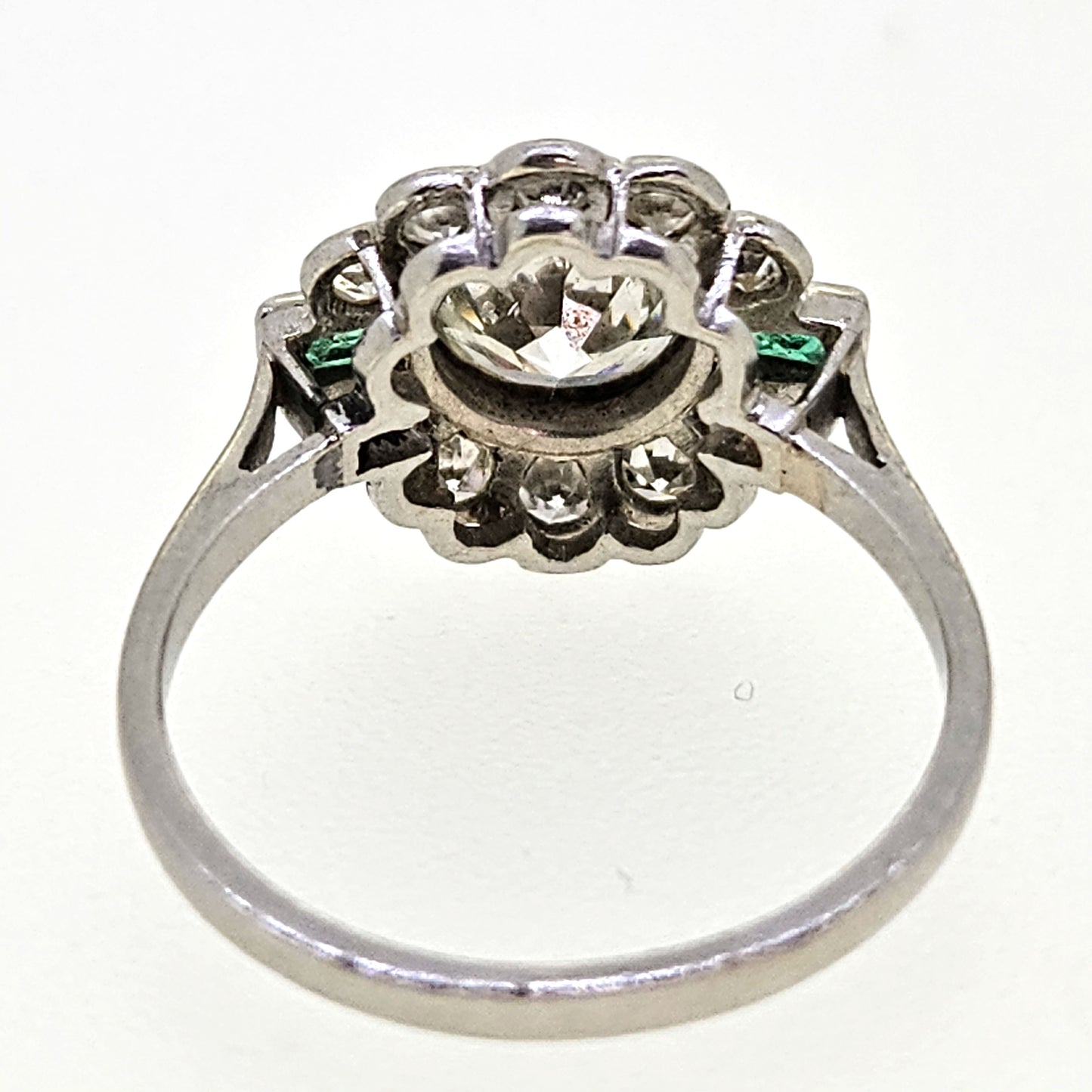 Emerald and Diamond Cluster est. 1ct Platinum 