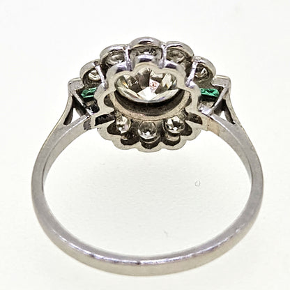 Emerald and Diamond Cluster est. 1ct Platinum 