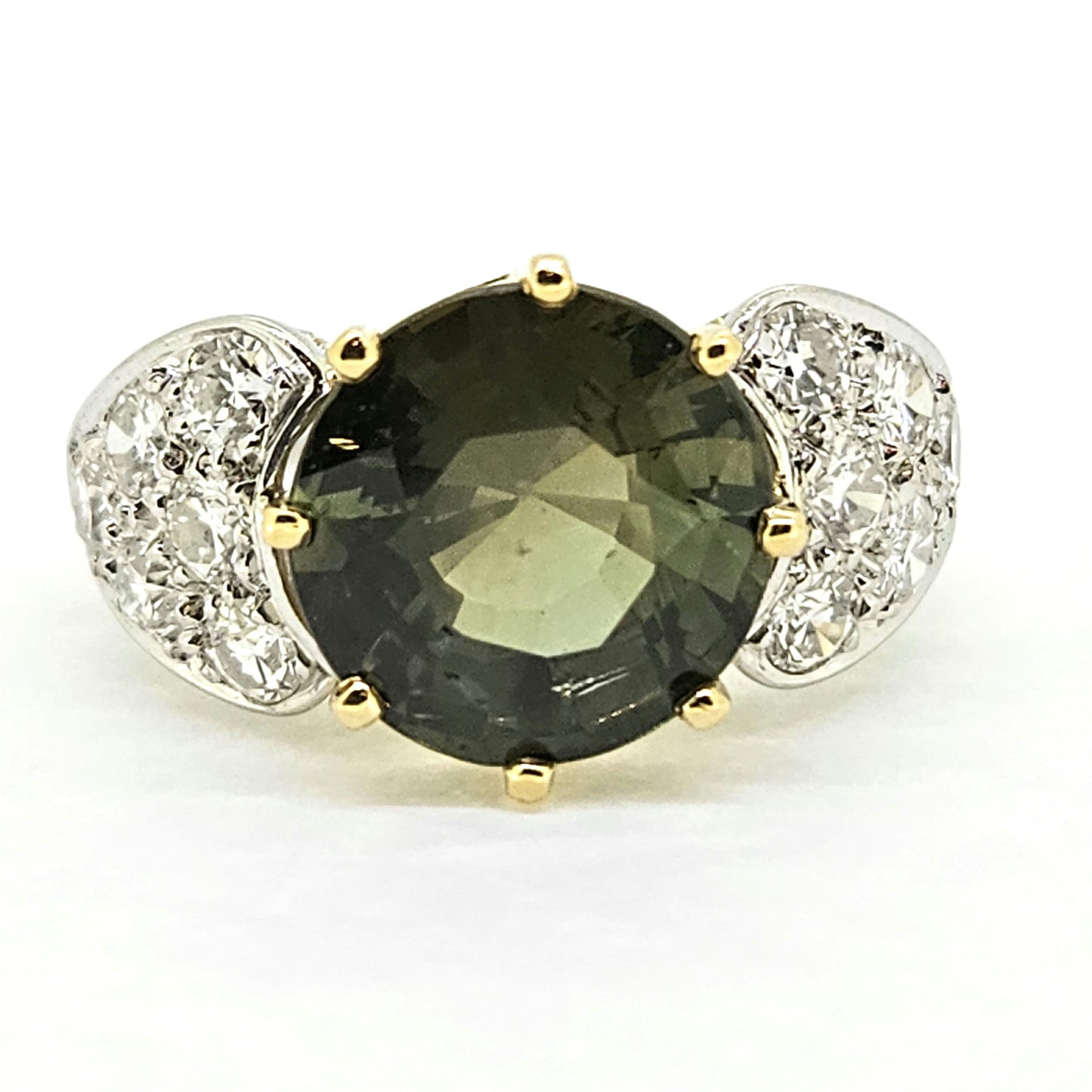 5ct Green Sapphire and Diamond Ring Engagement Ring