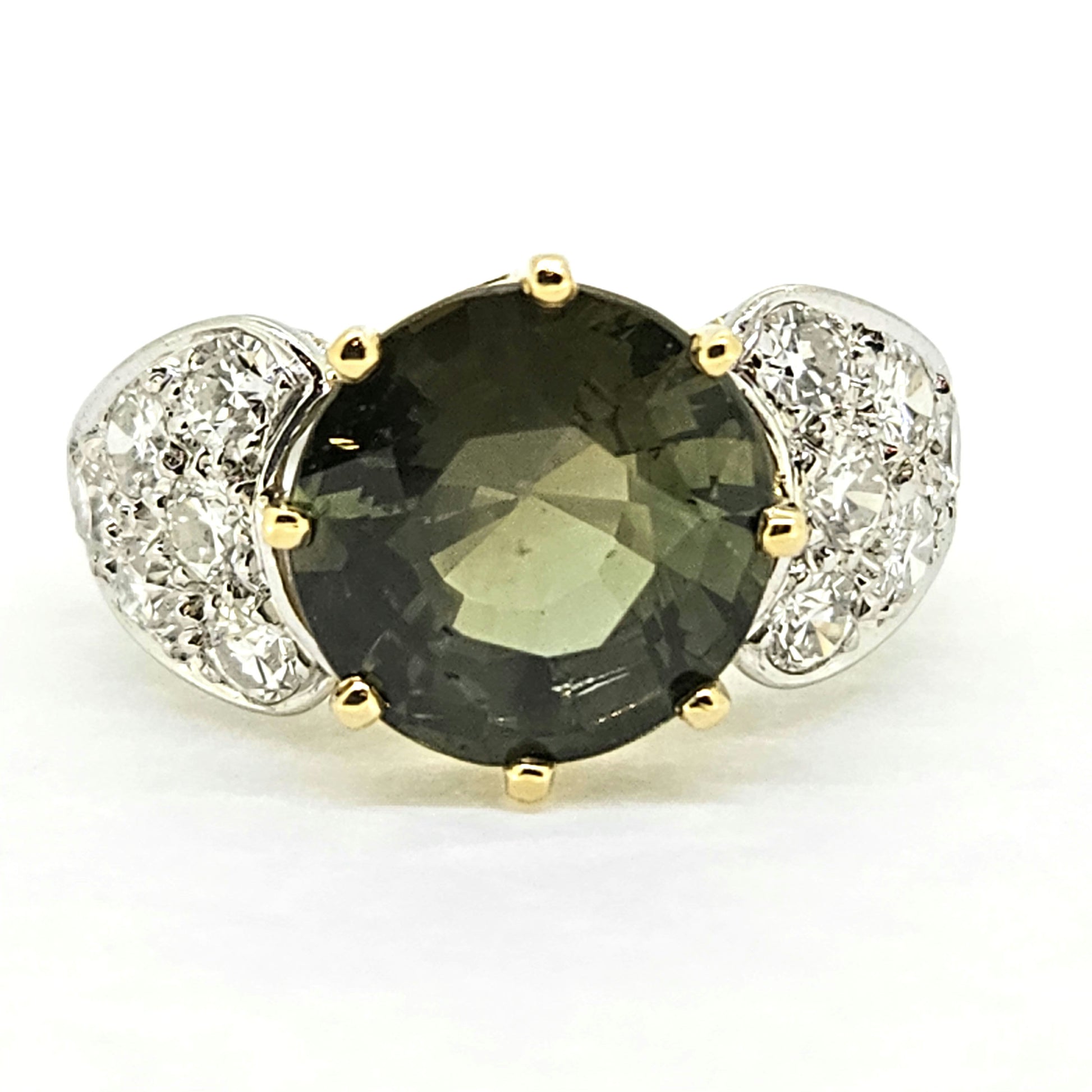 5ct Green Sapphire and Diamond Ring Engagement Ring