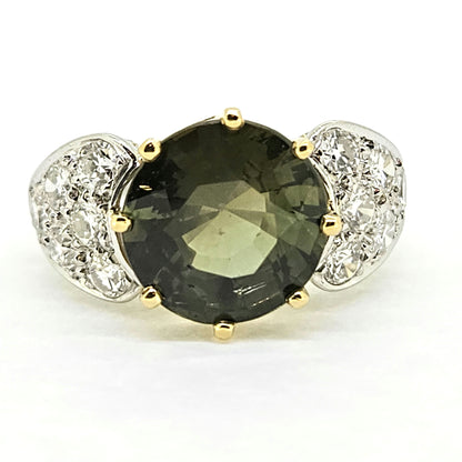 5ct Green Sapphire and Diamond Ring Engagement Ring