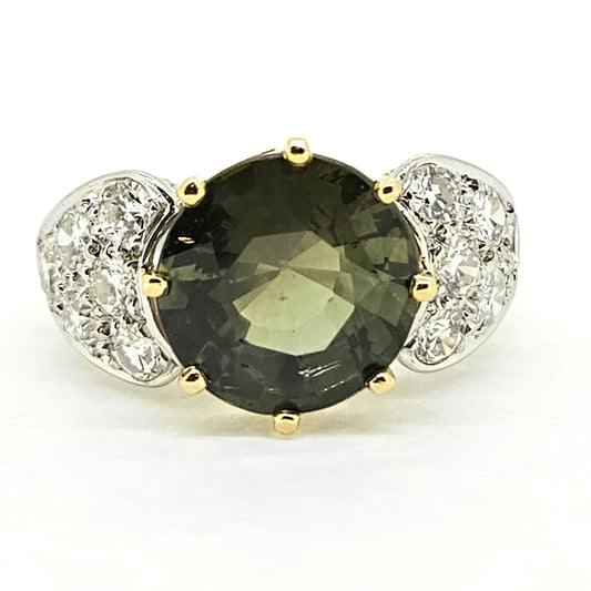 5ct Green Sapphire and Diamond Ring Engagement Ring