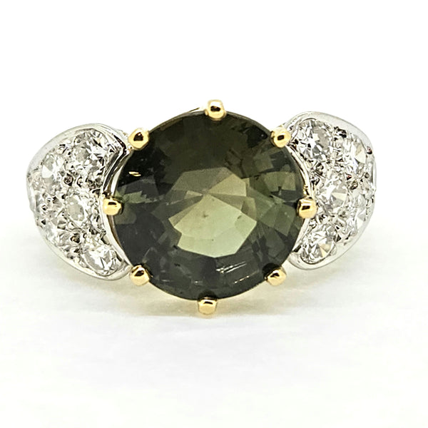 5ct Green Sapphire and Diamond Ring Engagement Ring