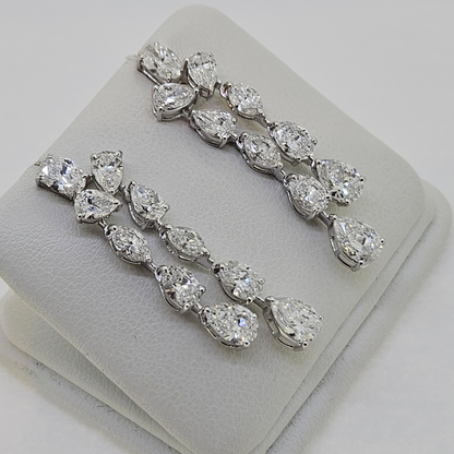 Pear and Marquise Cut Diamond Double Drop Earrings, 6.32 carats