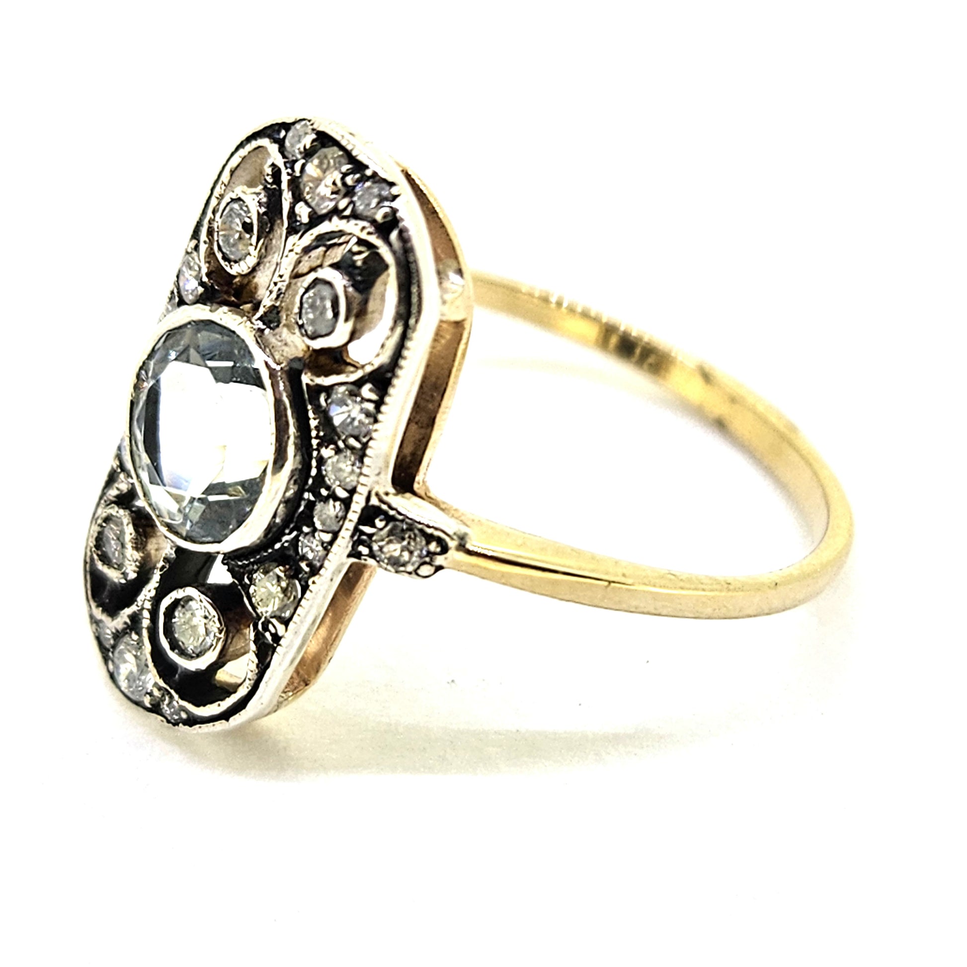 1ct Aquamarine and Diamond Cluster Plaque Ring
