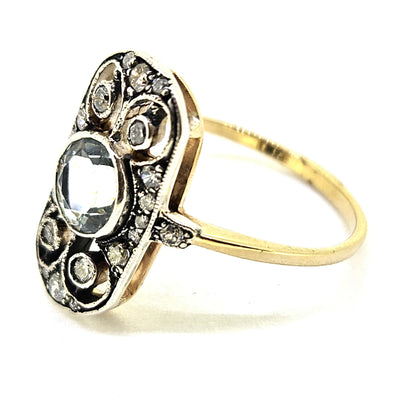 1ct Aquamarine and Diamond Cluster Plaque Ring