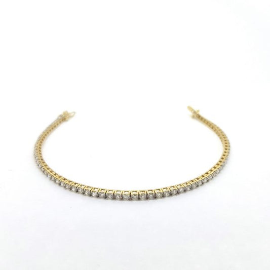 3ct Diamond Line Bracelet in 18ct Yellow Gold; 3.00 carats of round brilliant-cut diamonds, claw-set and mounted in 18ct yellow gold