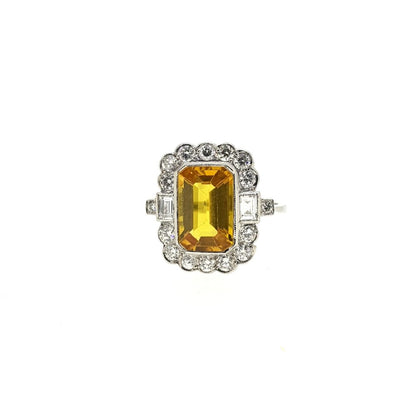 3.60ct Yellow Sapphire and Diamond Floral Cluster Ring
