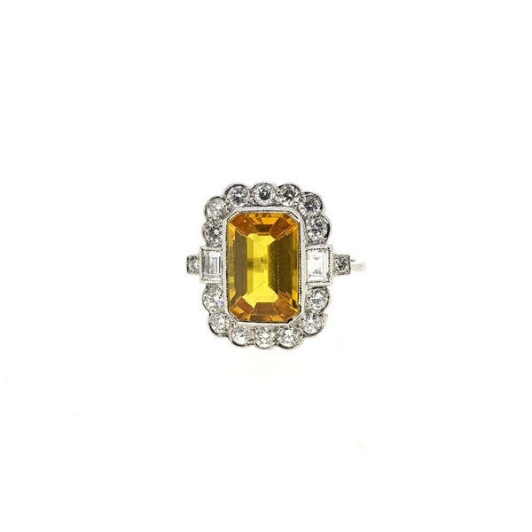 3.60ct Yellow Sapphire and Diamond Floral Cluster Ring