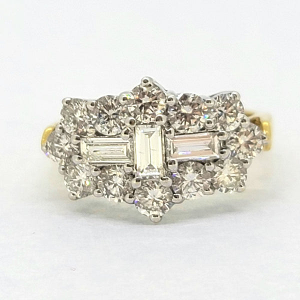 2ct Baguette and Brilliant Diamond Cluster Engagement Ring