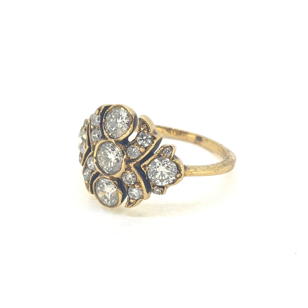 Decorative 1.20ct Diamond Cluster Dress Ring in 14ct Yellow Gold