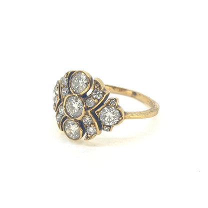 Decorative 1.20ct Diamond Cluster Dress Ring in 14ct Yellow Gold