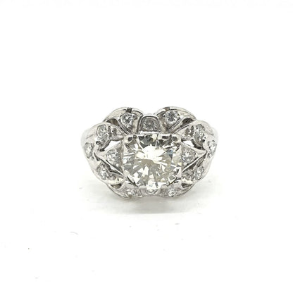 Diamond Cluster Ring in Platinum central diamond 1.25 carats