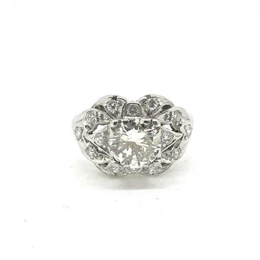 Diamond Cluster Ring in Platinum central diamond 1.25 carats