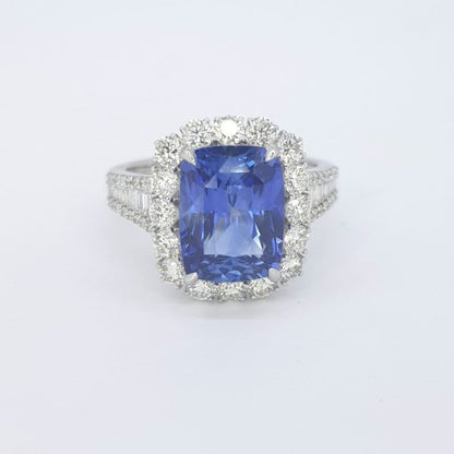 5.07ct Sapphire and Diamond Cluster Dress Ring in 18ct White Gold