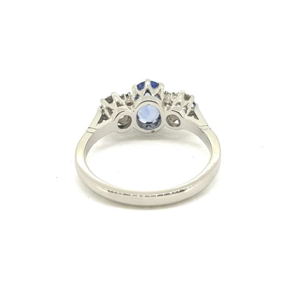 1.10ct Sapphire and Diamond Three Stone Ring in Platinum