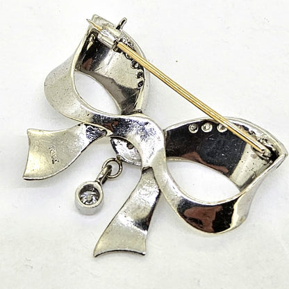 Diamond Set 18ct Gold Bow Brooch