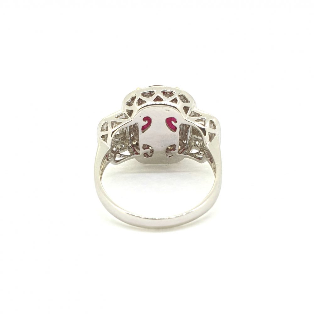 Reverse of Certified 4ct Madagascar Ruby and Diamond Dress Ring