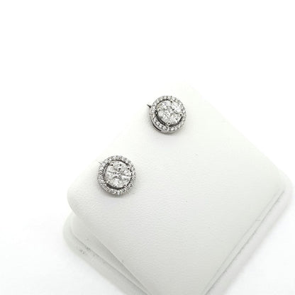 Illusion Diamond Halo Cluster Stud Earrings, 0.86 carats