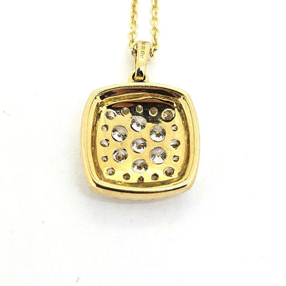 Diamond Square Shape Cluster Pendant in 18ct Yellow Gold, 0.92 carats