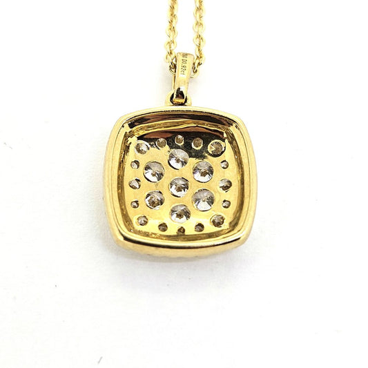 Diamond Square Shape Cluster Pendant in 18ct Yellow Gold, 0.92 carats