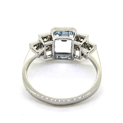 1.50ct Aquamarine and Diamond Engagement Ring in Platinum