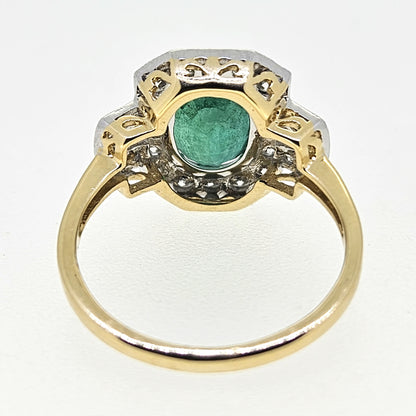 Emerald and Diamond Cluster Ring E2.20 D.72