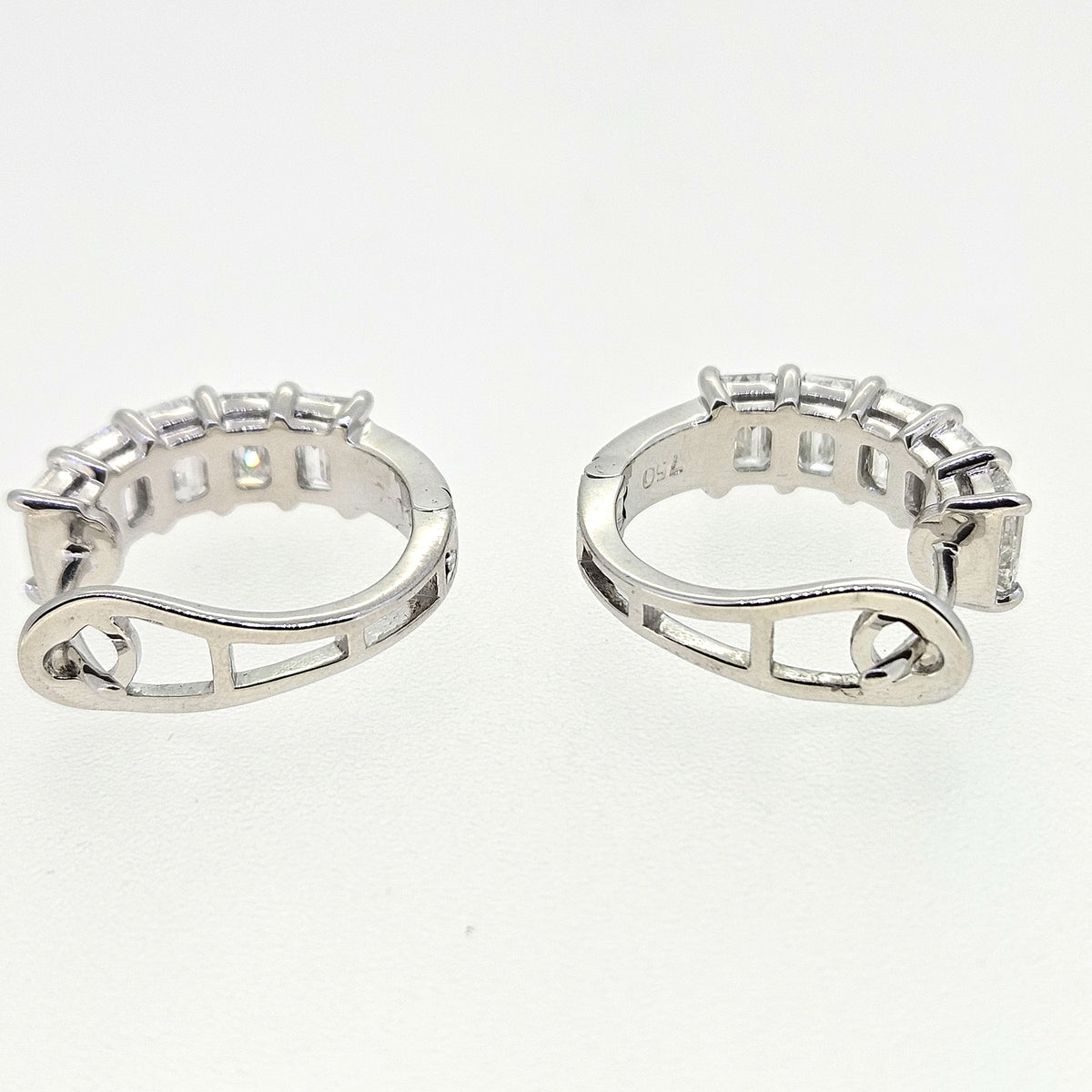3.82ct Baguette Diamond Huggie Half Hoop Earrings