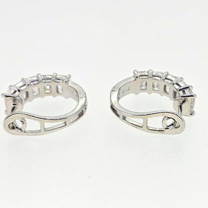 3.82ct Baguette Diamond Huggie Half Hoop Earrings