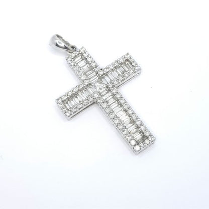Baguette and Brilliant Cut Diamond Cross Pendant, 2.00 carats