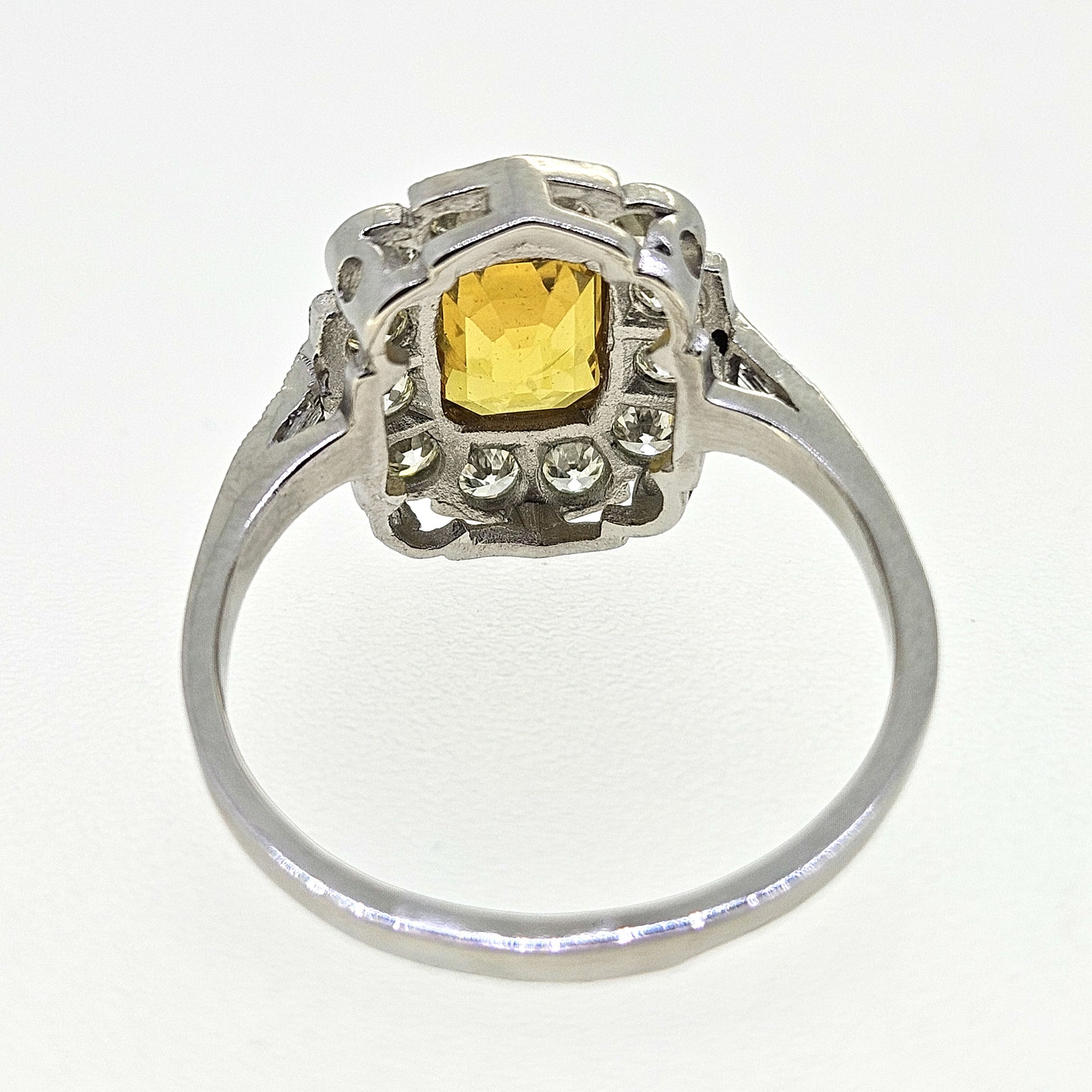 Yellow Sapphire and Diamond Cluster Ring D0.75 Ys1.71 Platinum