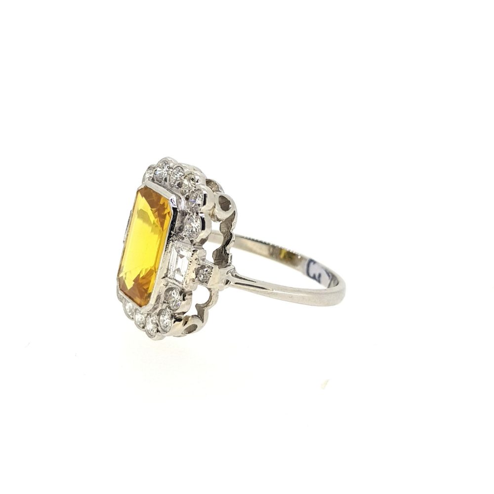 3.60ct Yellow Sapphire and Diamond Floral Cluster Ring