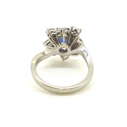 Certified 2ct Natural No Heat Sapphire and 3ct Pear Diamond Cluster Dress Ring
