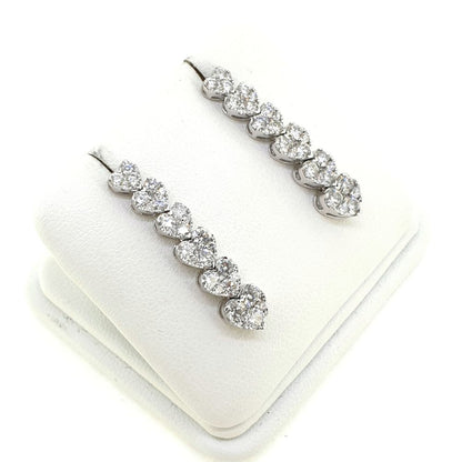 Graduated Diamond Heart Drop Earrings, 2 carat total