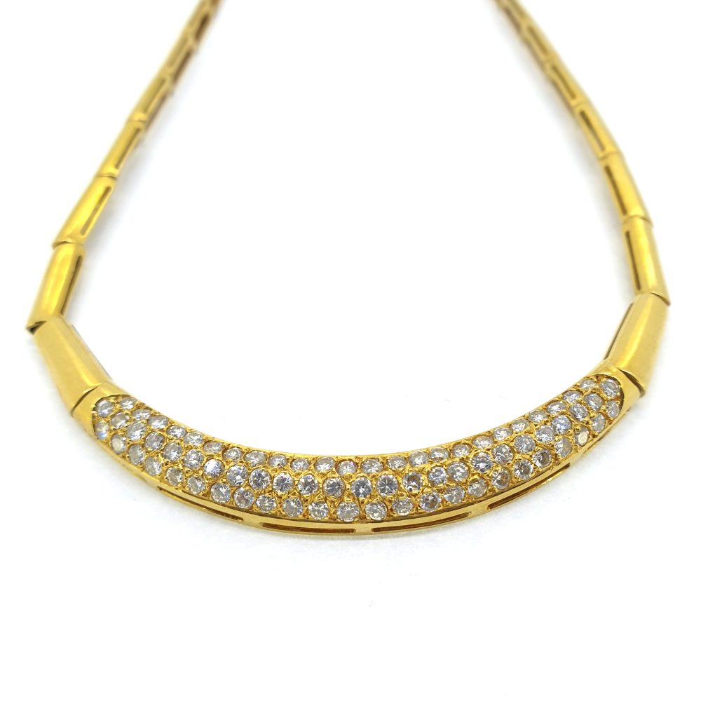 Retro 2ct Diamond Set 18ct Yellow Gold Collar Necklace