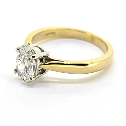 1ct Oval Cut Diamond Solitaire Engagement Ring in Yellow Gold