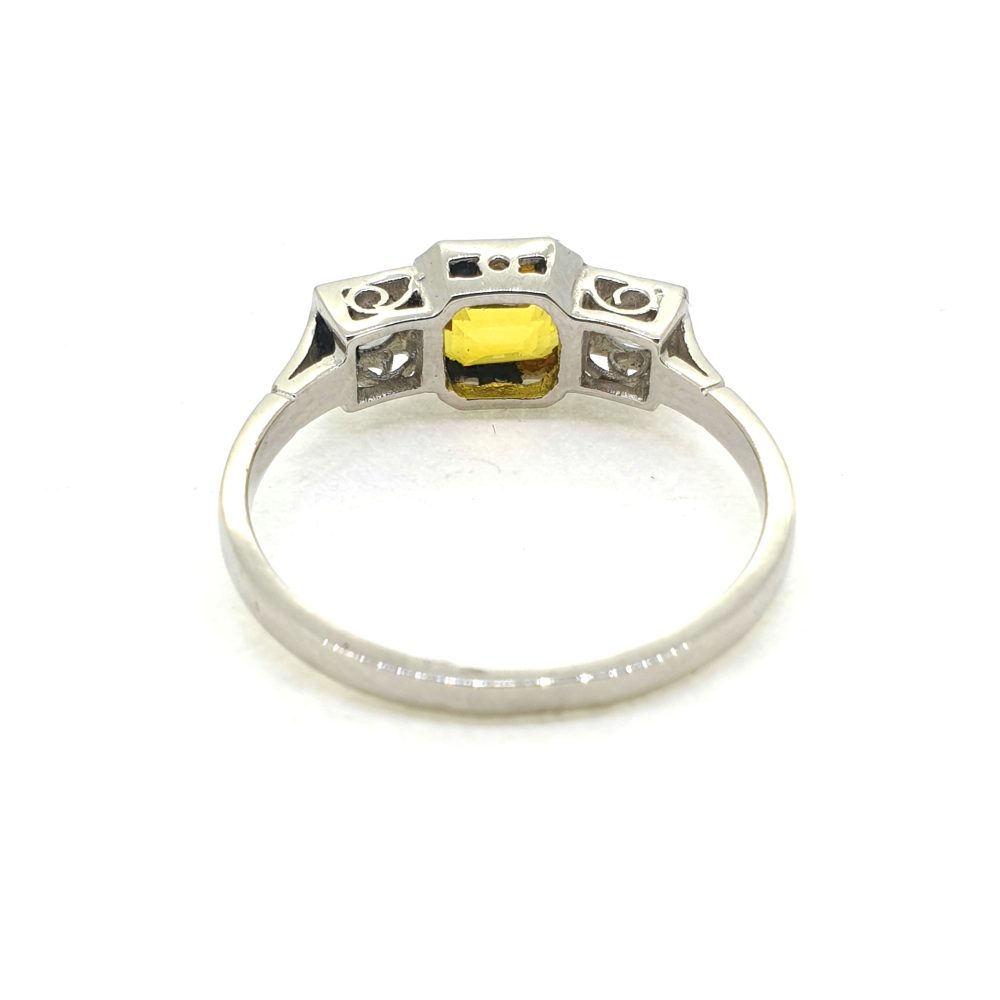 1.40ct Yellow Sapphire and Diamond Trilogy Engagement Ring in Platinum