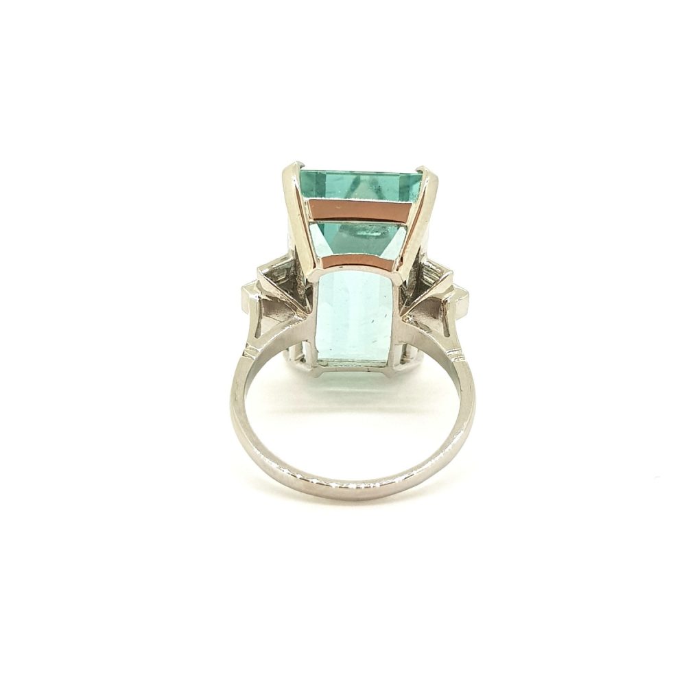 18.35ct Sea Green Blue Aquamarine and Diamond Dress Cocktail Ring in Platinum