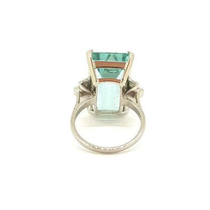 18.35ct Sea Green Blue Aquamarine and Diamond Dress Cocktail Ring in Platinum