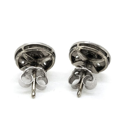 Art Deco Onyx and Diamond Cluster Stud Earrings