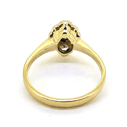Antique Style Diamond Navette Cluster Engagement Ring in 18ct Yellow Gold