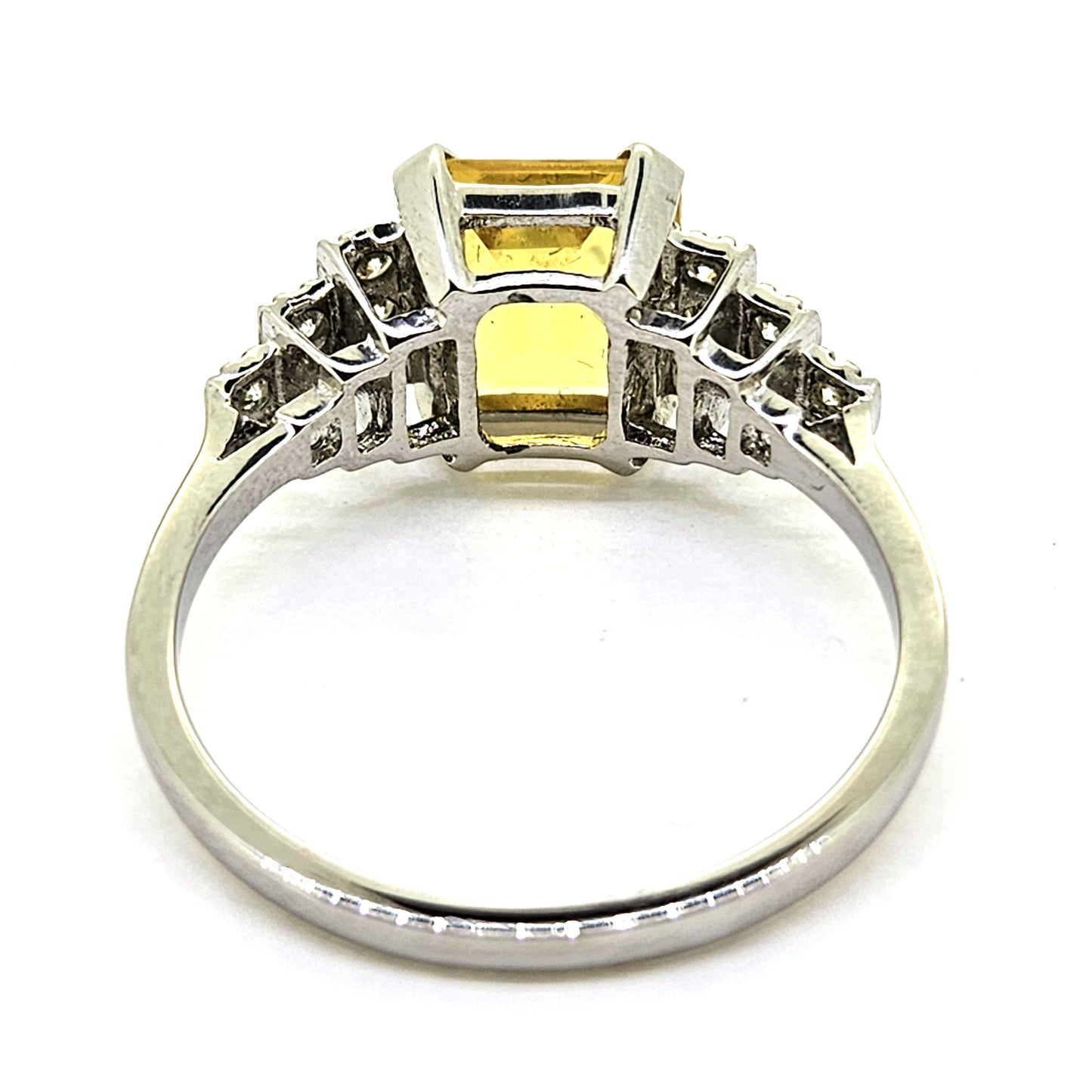 2cxt Asscher Cut Yellow Sapphire and Diamond Engagement Ring