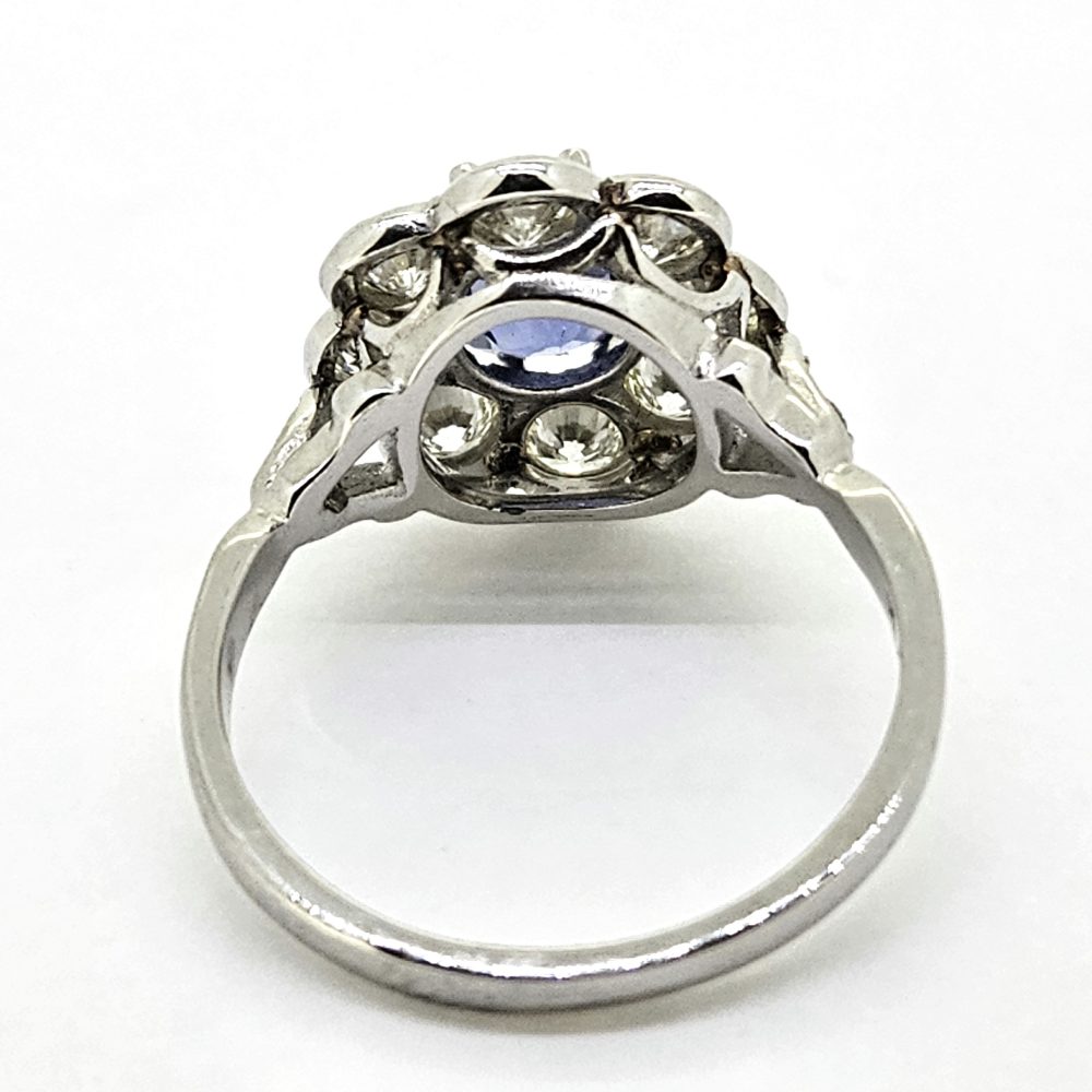 1.60ct Sapphire and Diamond Floral Cluster Ring in Platinum